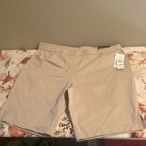 Alfred Dunner Tan Bermuda Shorts Classic Cotton Blend